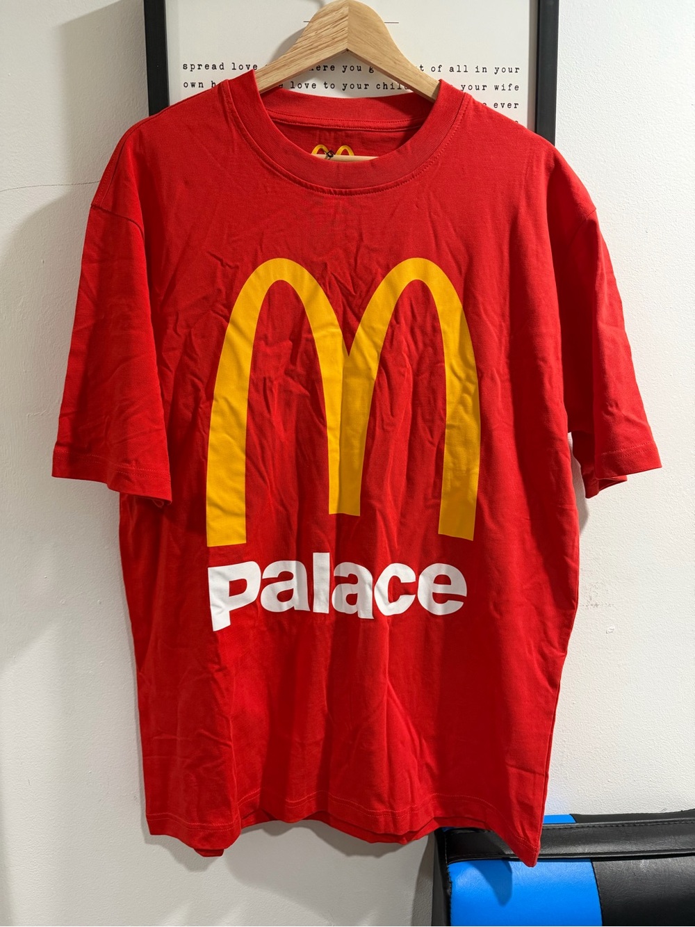 PALACE Red T-Shirt with Yellow McDonald's Arch and White Logo